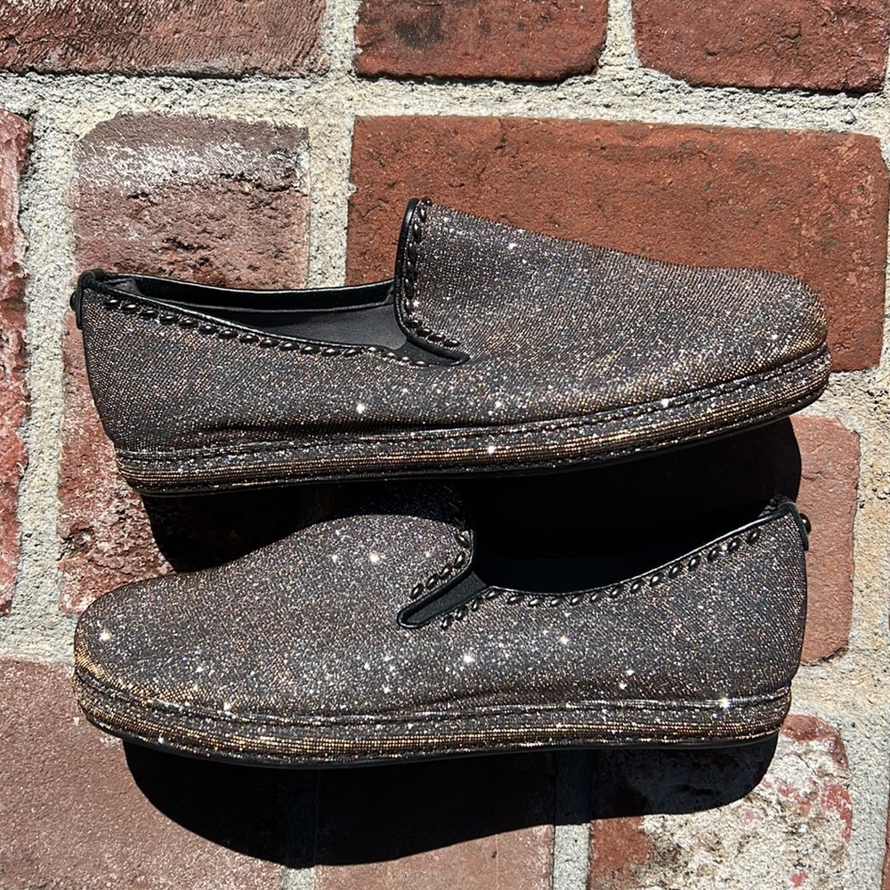 Stuart Weitzman Sparkly Metallic Look Slip. - image 8